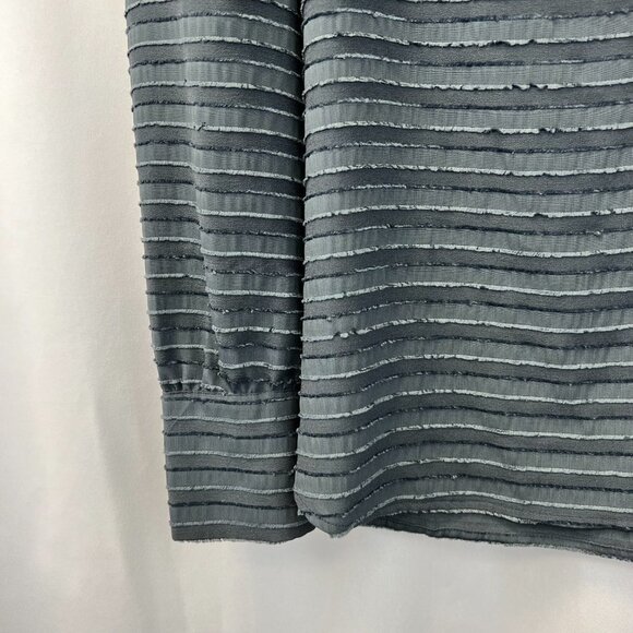 Loft Womens Gray Striped Long Sleeve Square Neck Pullover Blouse Top Size Medium - Picture 7 of 10